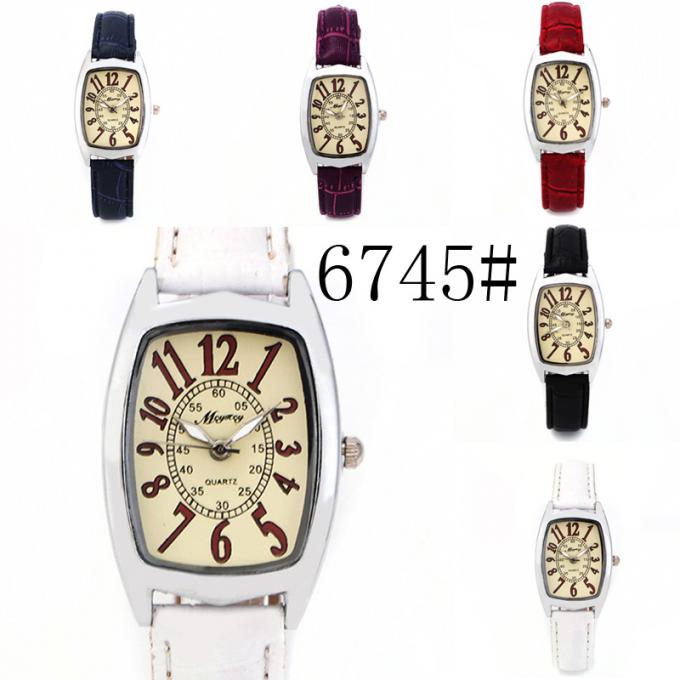 WJ-8415 ผู้หญิงแฟชั่นมือสายหนังนาฬิกากรณีโลหะผสม